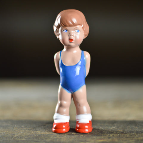 Retro Style East German Wrestler Baby Rattle (Light)