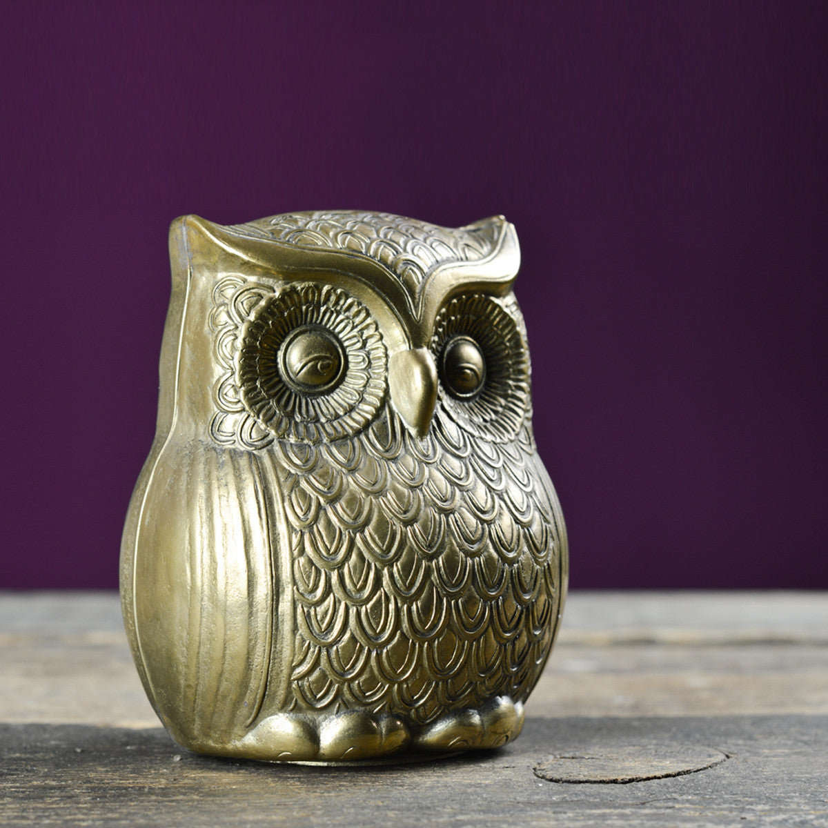 Vintage Cast Brass Owl Money Box