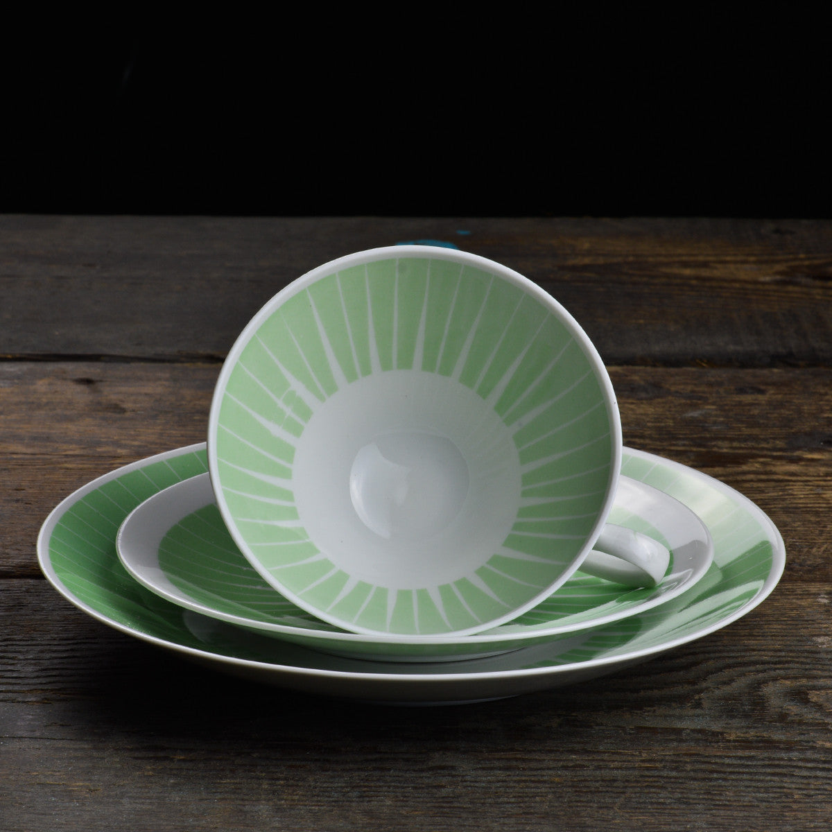 1960’s Piesau Mint Green Tea Cup Trio