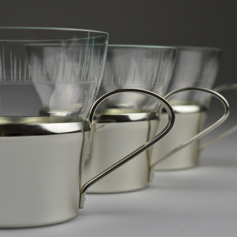 1950’s X6 Tea Glasses with Aluminium Holders