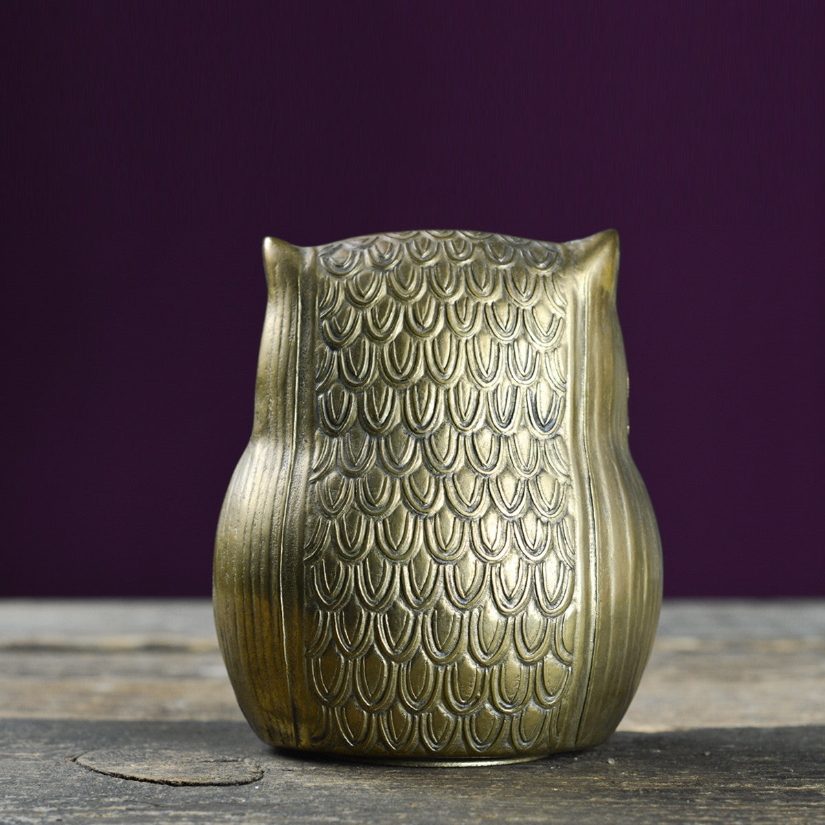 Vintage Cast Brass Owl Money Box