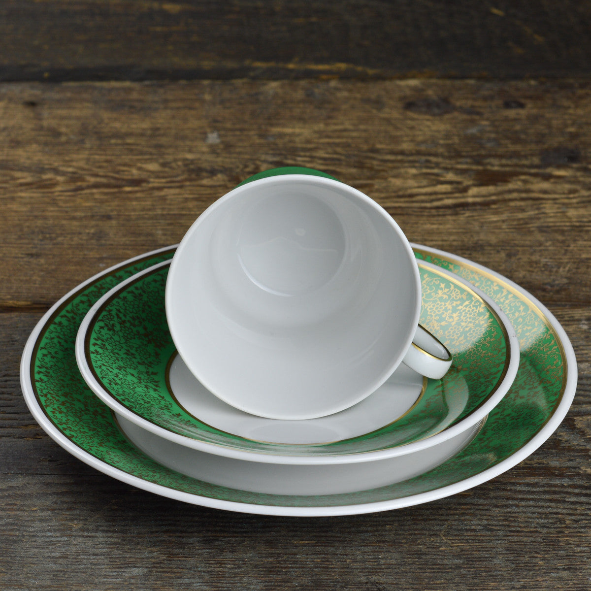 1960’s Green Weimar ‘Harmony Series’ Tea Cup Trio