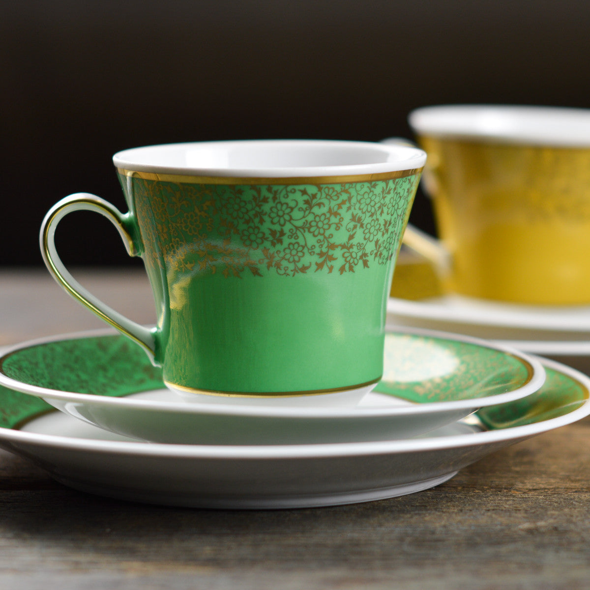 1960’s Green Weimar ‘Harmony Series’ Tea Cup Trio