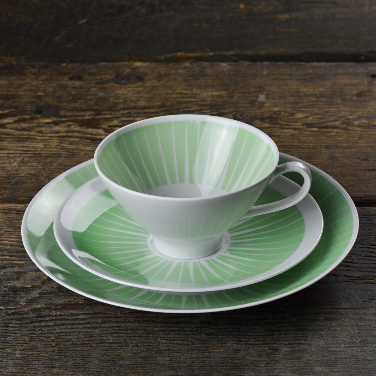 1960’s Piesau Mint Green Tea Cup Trio