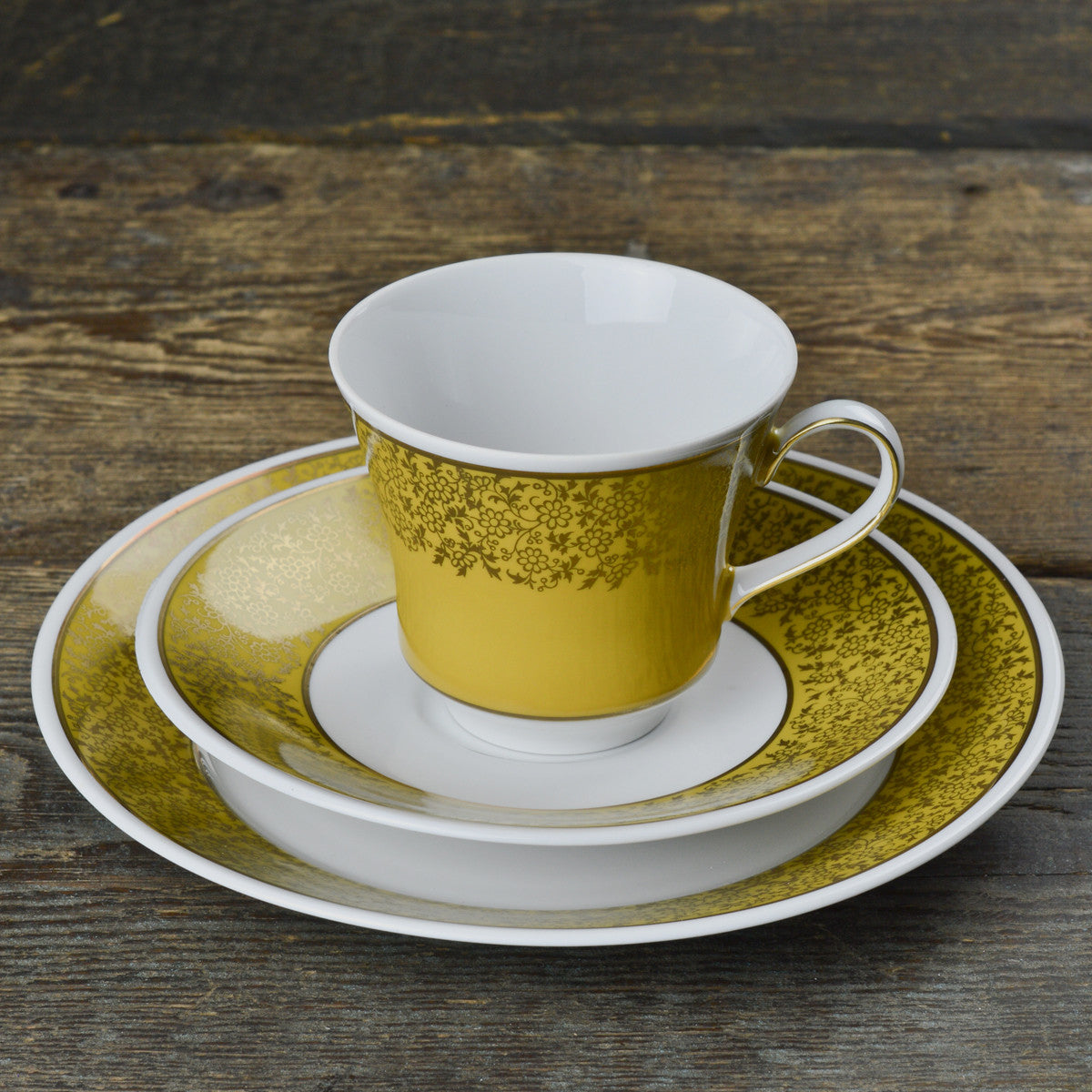 1960’s Mustard Weimar ‘Harmony Series’ Tea Cup Trio