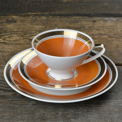 1960’s Gehren Burnt Orange Tea Cup Trio